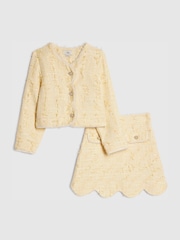 River Island Yellow Boucle Jacket & Skirt Set - Image 1 of 5