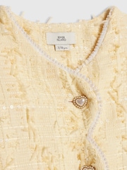 River Island Yellow Boucle Jacket & Skirt Set - Image 4 of 5