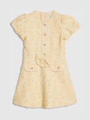 River Island Yellow Bow Boucle Pearl Dress - Image 1 of 4