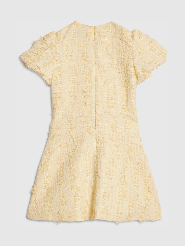 River Island Yellow Bow Boucle Pearl Dress - Image 2 of 4