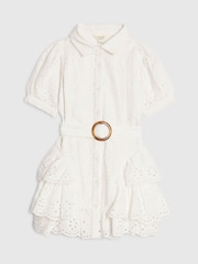River Island White Broderie Belted Rara Dress - Image 1 of 4