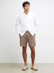 River Island Brown Linen Look Pull On Shorts - Image 1 of 4