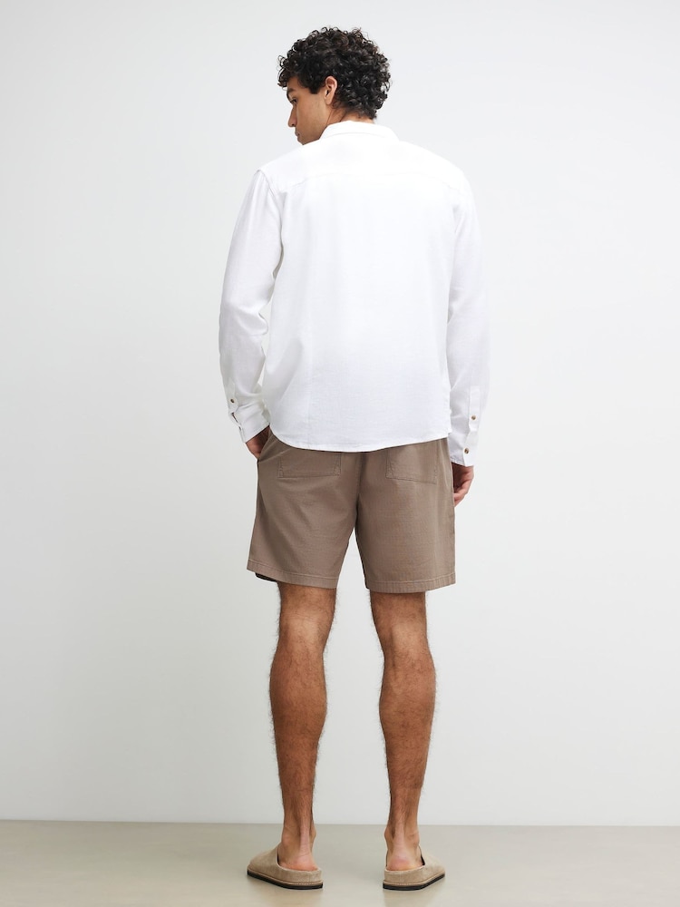 River Island Brown Linen Look Pull On Shorts - Image 2 of 4