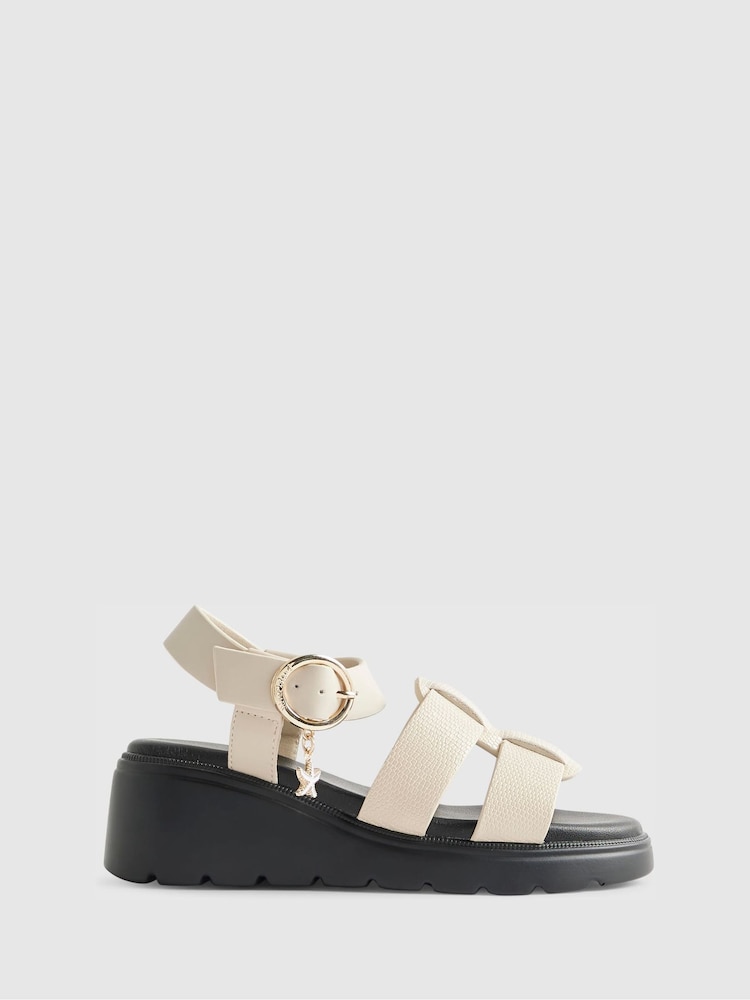 River Island Cream Contrast Chunky Wedge Sandals - Image 1 of 5