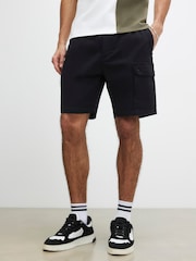 River Island Black Regular Fit Cargo Shorts - Image 1 of 4