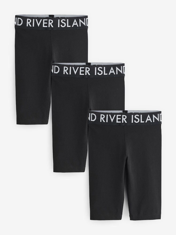 River Island Black Logo Cycling Shorts 3 Pack - Image 1 of 4