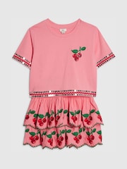 River Island Pink Cherry Top And Skirt Set - Image 3 of 5
