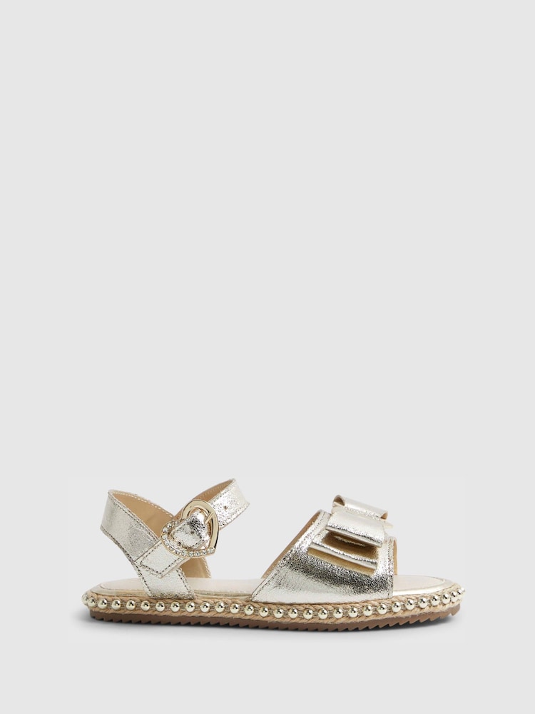 River Island Gold Metallic Bow Espadrilles - Image 1 of 5