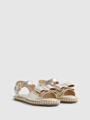 River Island Gold Metallic Bow Espadrilles - Image 2 of 5