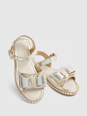 River Island Gold Metallic Bow Espadrilles - Image 4 of 5