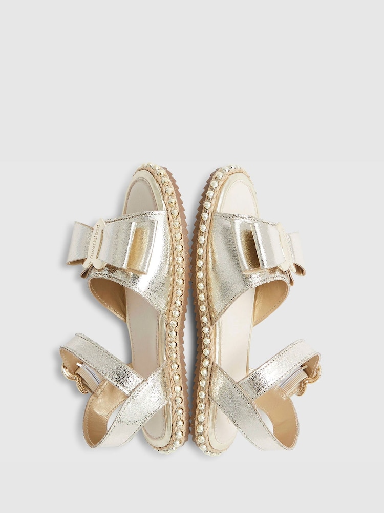 River Island Gold Metallic Bow Espadrilles - Image 5 of 5