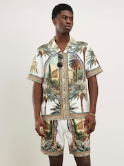 River Island Green Regular Fit Palm Print Shirt - Image 1 of 4