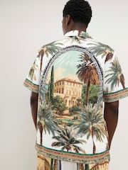 River Island Green Regular Fit Palm Print Shirt - Image 2 of 4