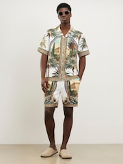 River Island Green Regular Fit Palm Print Shirt - Image 3 of 4