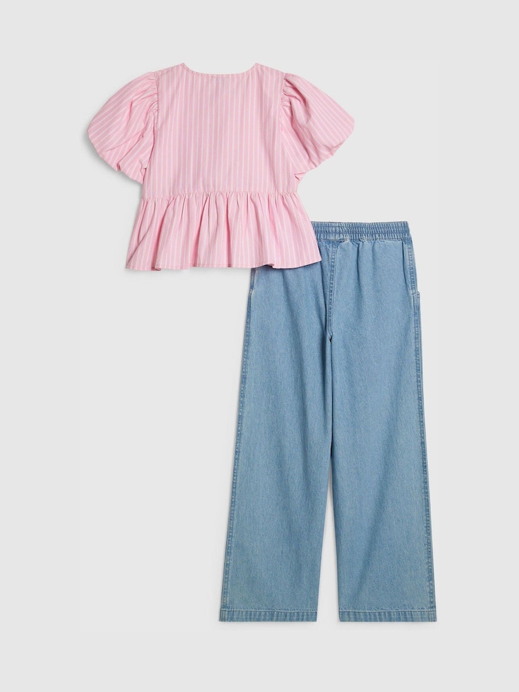 River Island Pink Seersucker Top & Jeans Set - Image 2 of 5