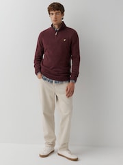 Lyle & Scott Red Lambswool Blend Quarter Zip Jumper - Image 2 of 5
