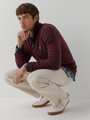 Lyle & Scott Red Lambswool Blend Quarter Zip Jumper - Image 3 of 5