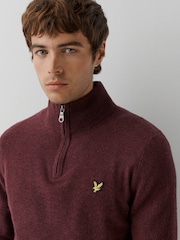 Lyle & Scott Red Lambswool Blend Quarter Zip Jumper - Image 5 of 5