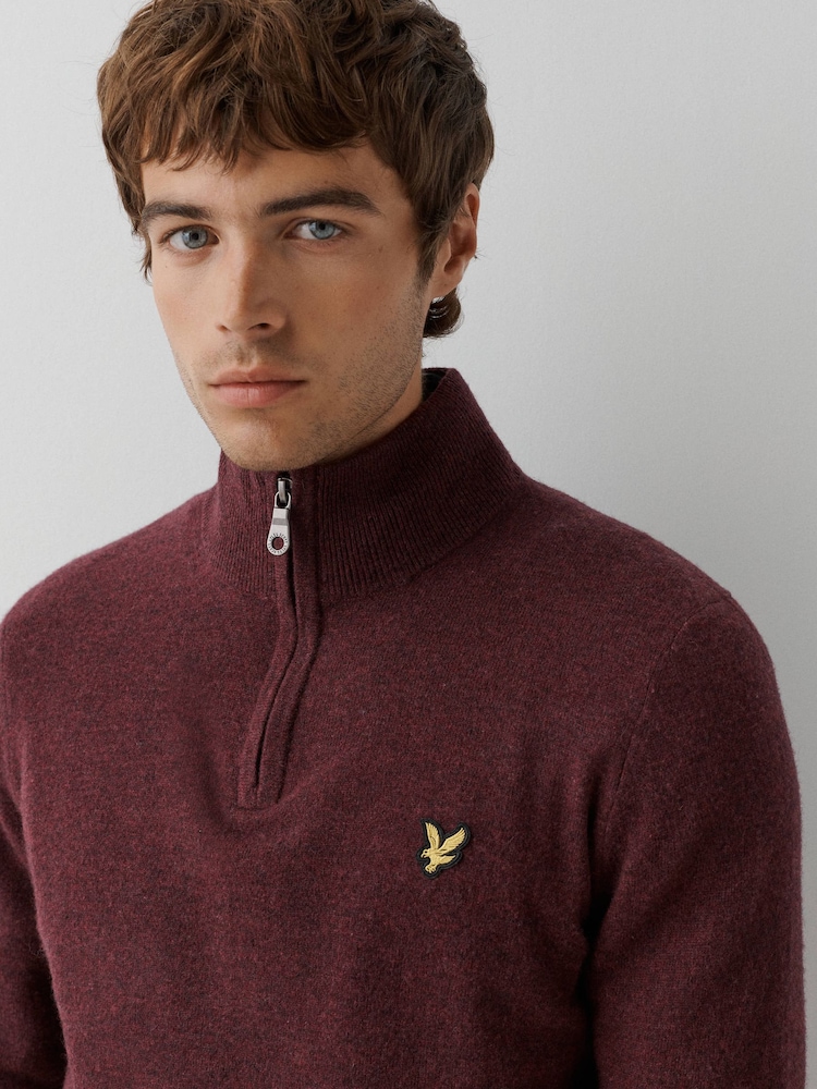 Lyle & Scott Red Lambswool Blend Quarter Zip Jumper - Image 5 of 5 Lyle & Scott Red Lambswool Blend Quarter Zip Jumper - Image 5 of 5