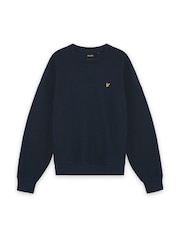Lyle & Scott Blue Geo Rib Crewneck Sweatshirt - Image 1 of 1