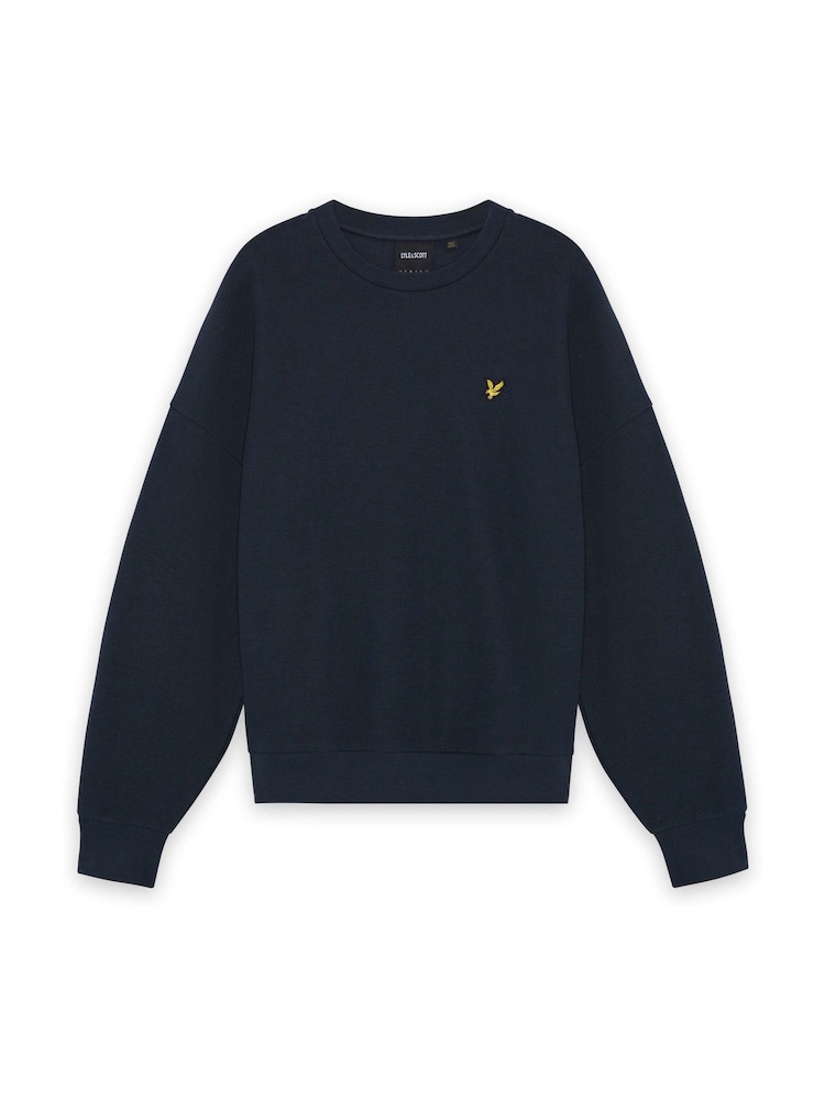 Lyle & Scott Blue Geo Rib Crewneck Sweatshirt - Image 1 of 1 Lyle & Scott Blue Geo Rib Crewneck Sweatshirt - Image 1 of 1