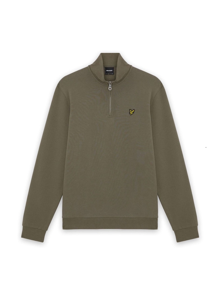 Lyle & Scott Green Loopback Quarter Zip Sweatshirt - Image 1 of 1 Lyle & Scott Green Loopback Quarter Zip Sweatshirt - Image 1 of 1