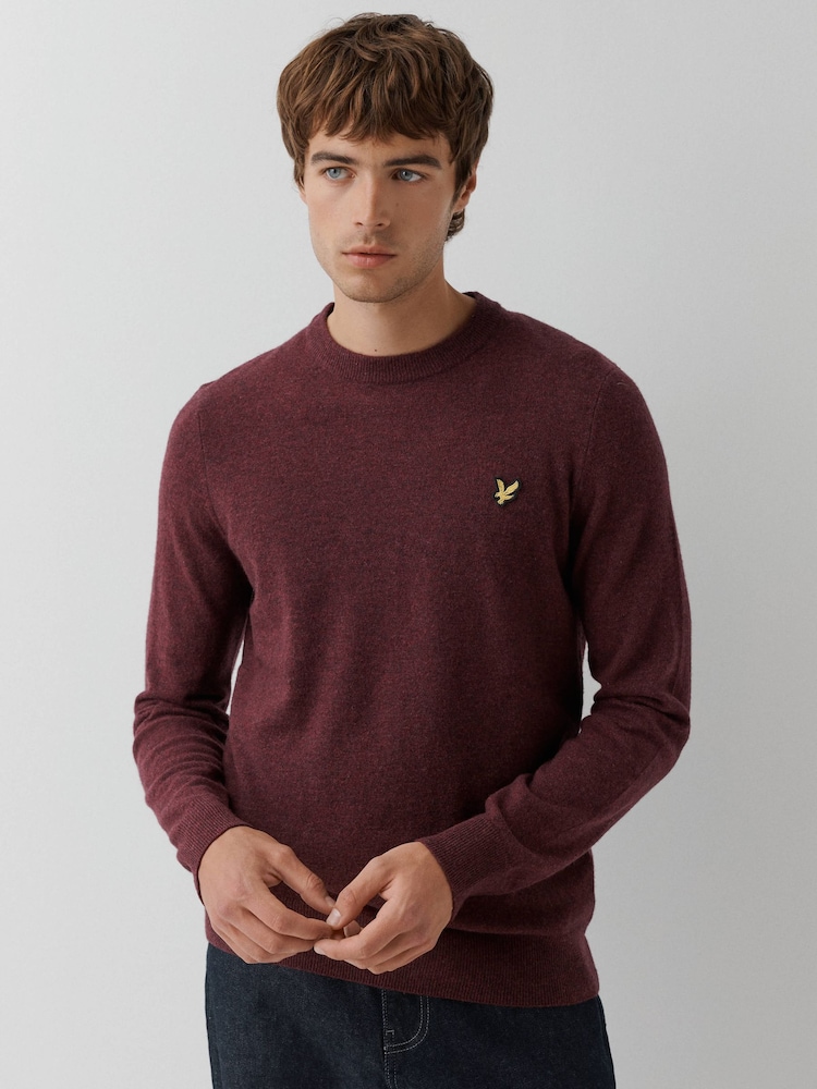 Lyle & Scott Red Lambswool Blend Crew Neck Jumper - Image 1 of 5 Lyle & Scott Red Lambswool Blend Crew Neck Jumper - Image 1 of 5