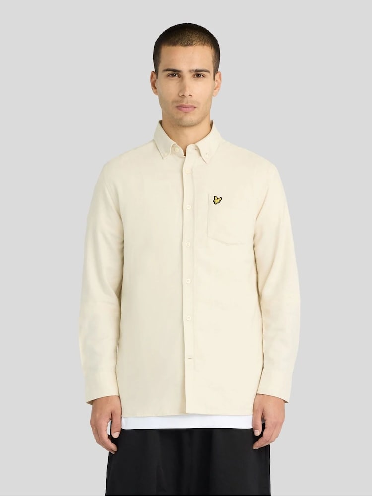 Lyle & Scott Cream Plain Flannel Shirt - Image 1 of 5 Lyle & Scott Cream Plain Flannel Shirt - Image 1 of 5