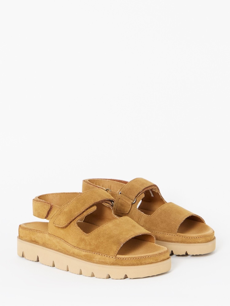 Simply Be Tan Extra Wide Fit Chunky Suede Sandals - Image 2 of 4