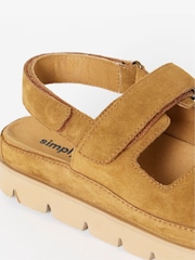 Simply Be Tan Extra Wide Fit Chunky Suede Sandals - Image 4 of 4