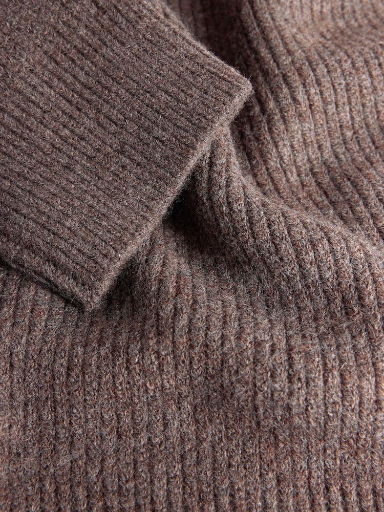 The Set 2 Pack Textured Half Zip Knit Jumpers Brown - Image 11 of 11