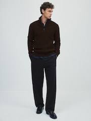 The Set 2 Pack Textured Half Zip Knit Jumpers Brown - Image 4 of 11