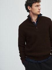 The Set 2 Pack Textured Half Zip Knit Jumpers Brown - Image 5 of 11