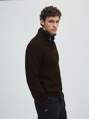 The Set 2 Pack Textured Half Zip Knit Jumpers Brown - Image 6 of 11
