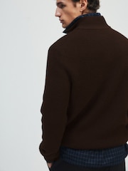 The Set 2 Pack Textured Half Zip Knit Jumpers Brown - Image 7 of 11