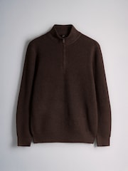 The Set 2 Pack Textured Half Zip Knit Jumpers Brown - Image 9 of 11