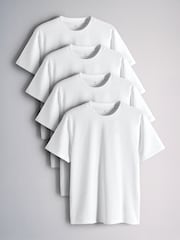 White Regular Fit Short Sleeve T-Shirt 4 Pack - Image 1 of 4