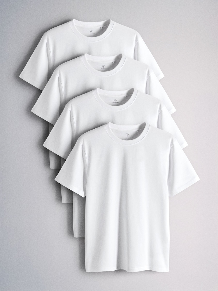 White Regular Fit Short Sleeve T-Shirt 4 Pack - Image 1 of 4