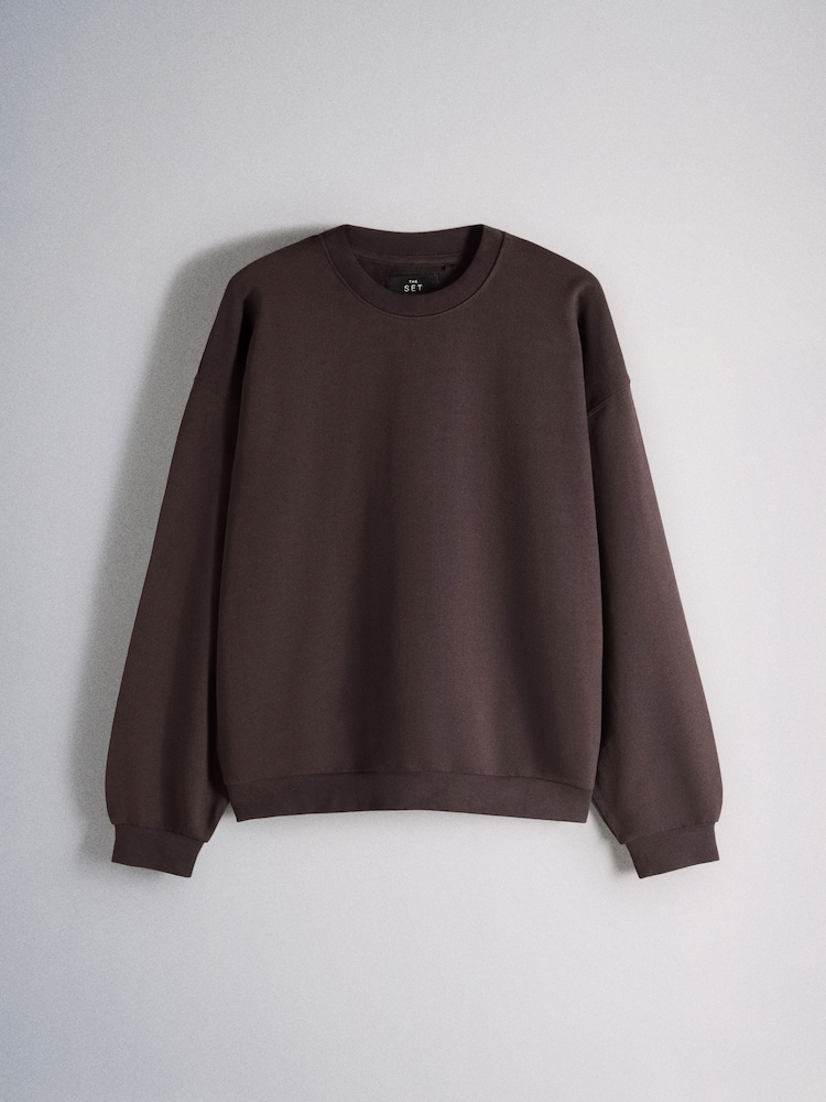 The Set Loopback Crew Neck Sweatshirt Brown - Image 1 of 3