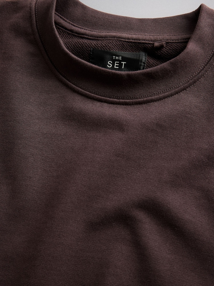 The Set Loopback Crew Neck Sweatshirt Brown - Image 2 of 3