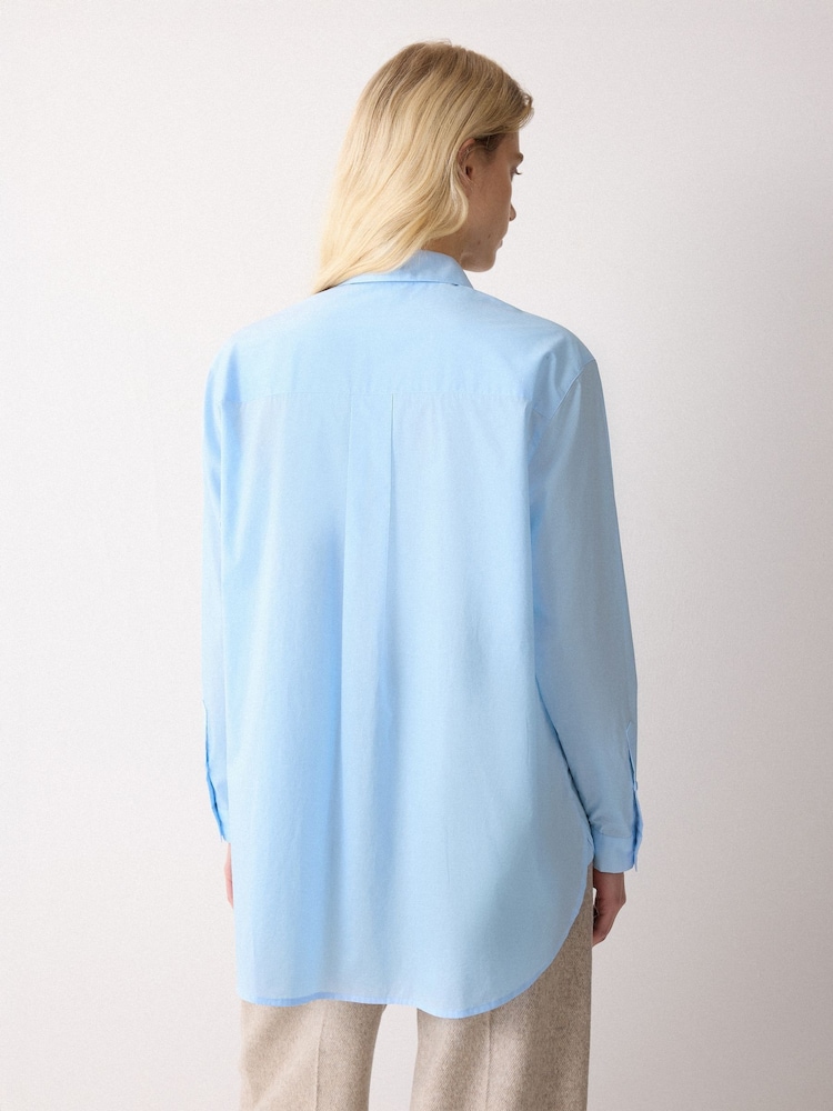 Jigsaw Blue Cotton Voile Relaxed Shirt - Image 4 of 4