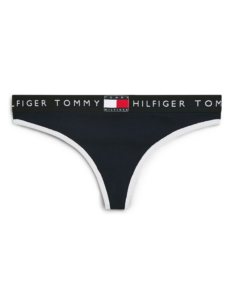 Tommy Hilfiger Blue Heritage Logo Ribbed Thongs - Image 5 of 5