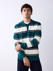 Green/White Striped Knitted Rugby Shirt - Image 1 of 7