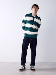 Green/White Striped Knitted Rugby Shirt - Image 2 of 7