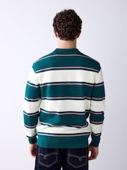 Green/White Striped Knitted Rugby Shirt - Image 3 of 7
