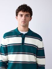 Green/White Striped Knitted Rugby Shirt - Image 4 of 7