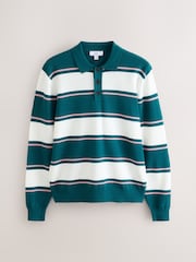 Green/White Striped Knitted Rugby Shirt - Image 5 of 7