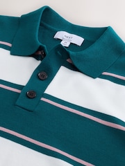 Green/White Striped Knitted Rugby Shirt - Image 6 of 7