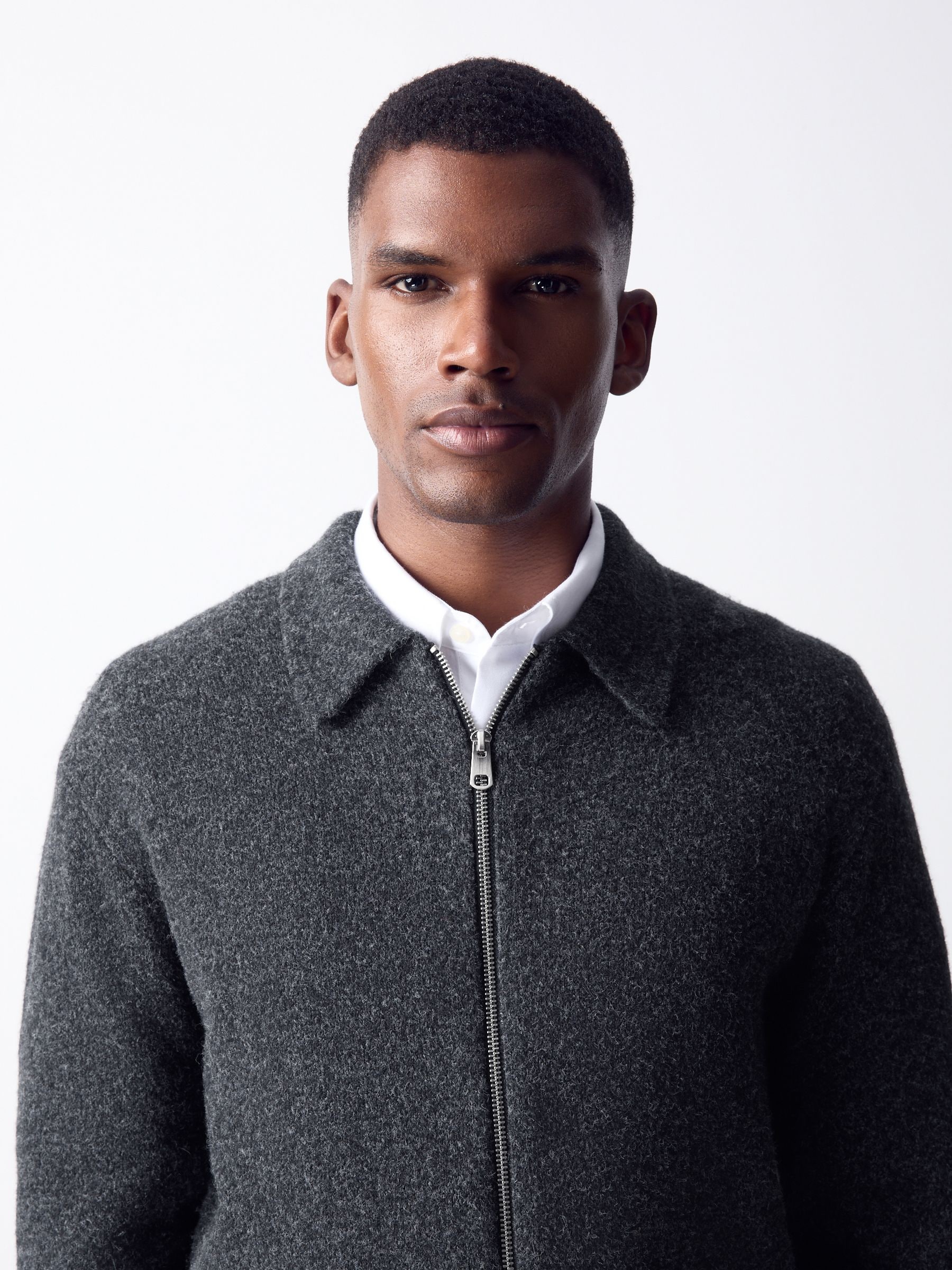 Buy Charcoal Grey Cosy Knitted Zip Through Jacket from the Next UK