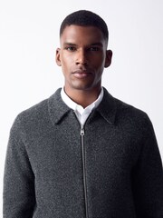 Charcoal Grey Cosy Knitted Zip Through Jacket - Image 4 of 8